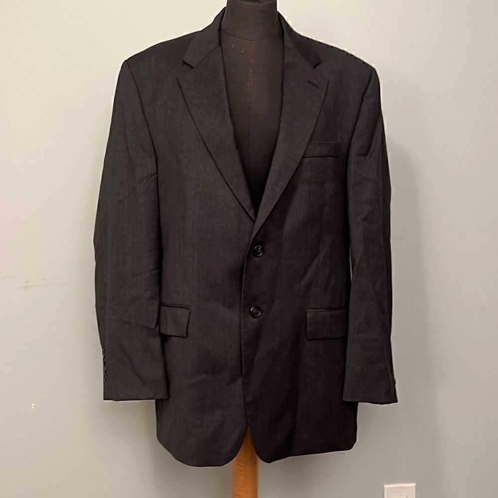 Ralph Lauren Men's Black Button Front Wool Blazer Sport Coat Suit